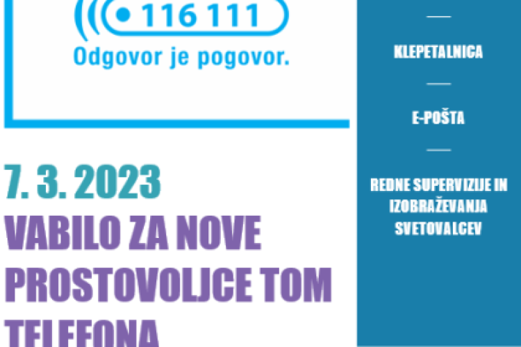 Vabilo za nove prostovoljce TOM telefona